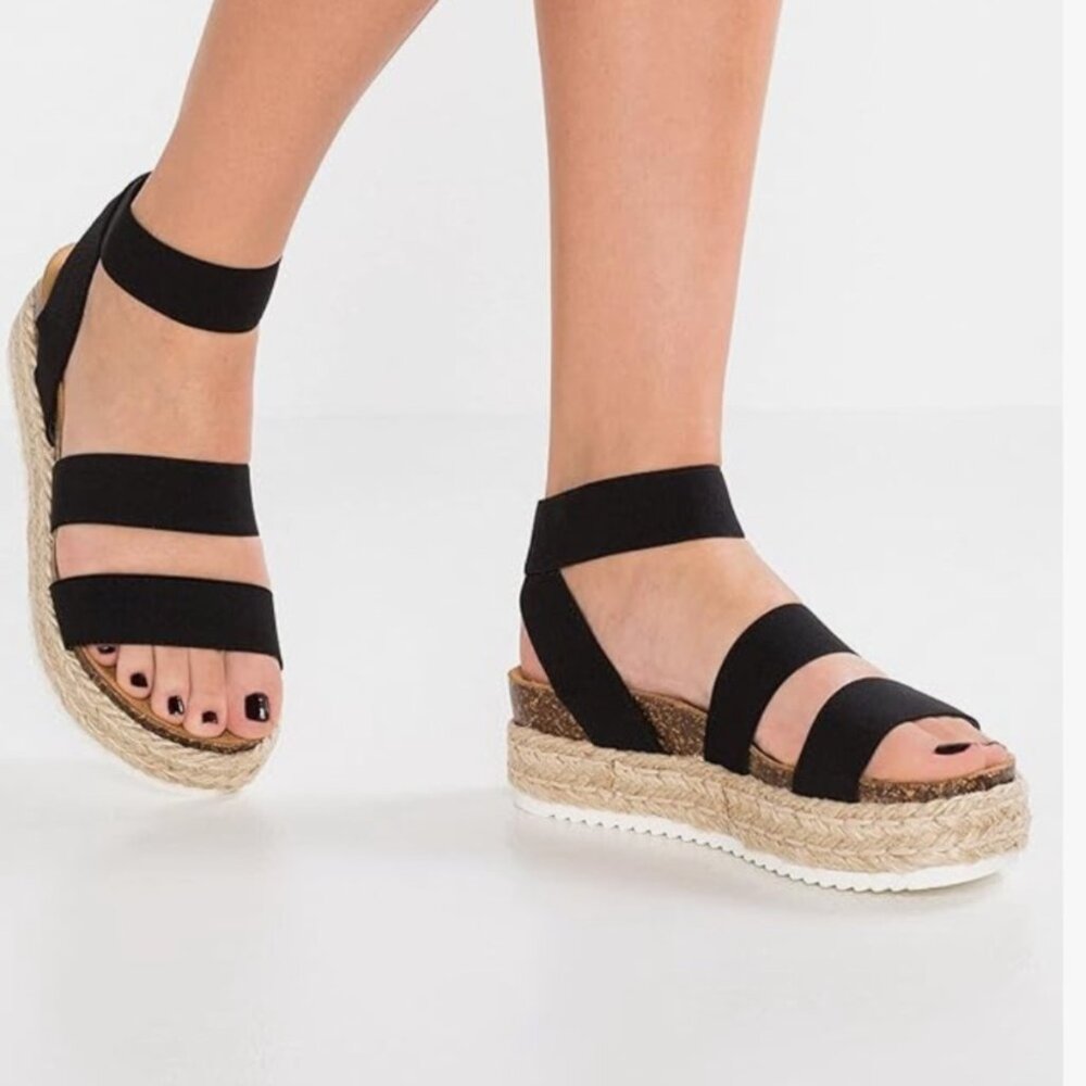 Steve Madden Women's Kimmie Wedge Sandal - Black - Size 8